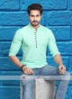 Men Sea Green Solid Short Kurta